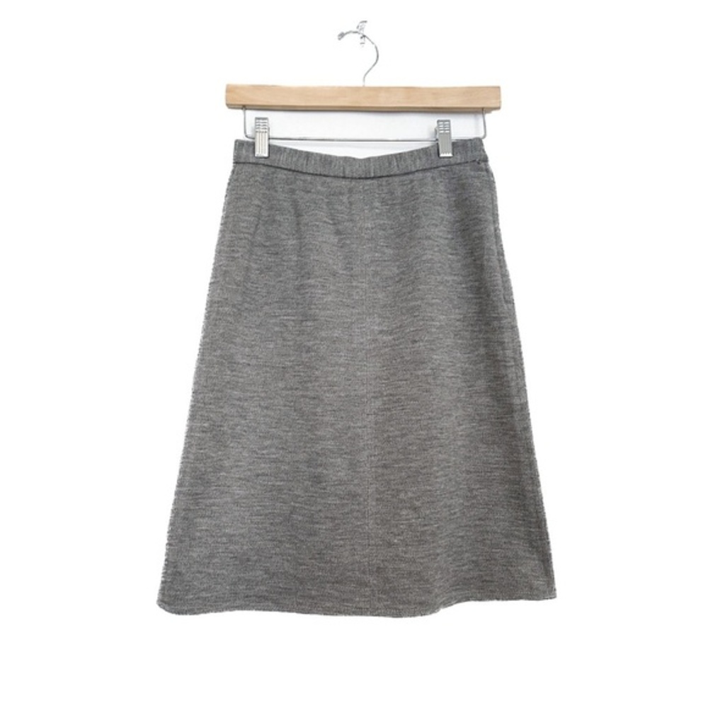 Sonia Rykiel A-line Wool Grey Skirt Slit Back Button Zip Closure Luxury Size 42